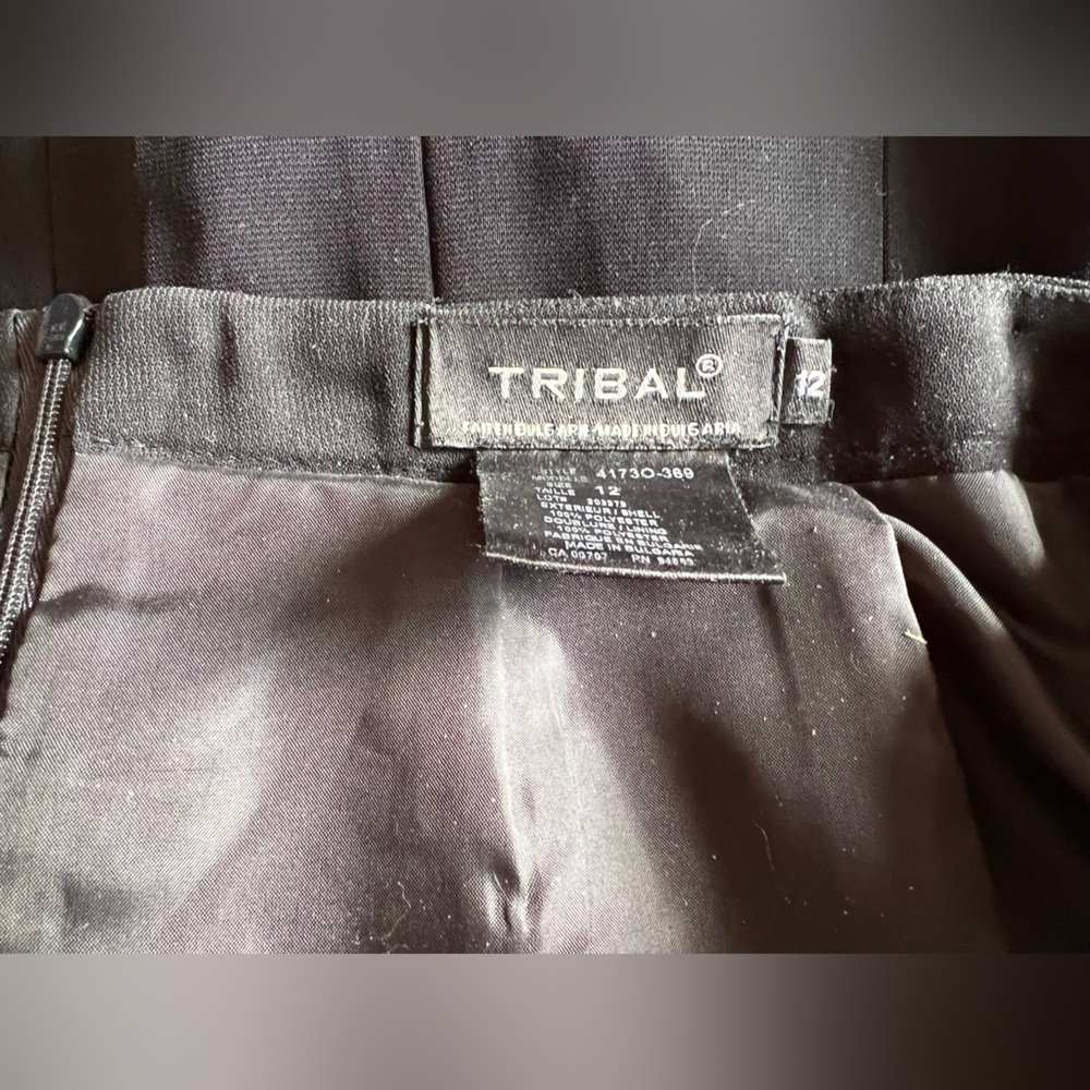 Tribal Skirt- Black- 23.75” length, kick pleats front and back.